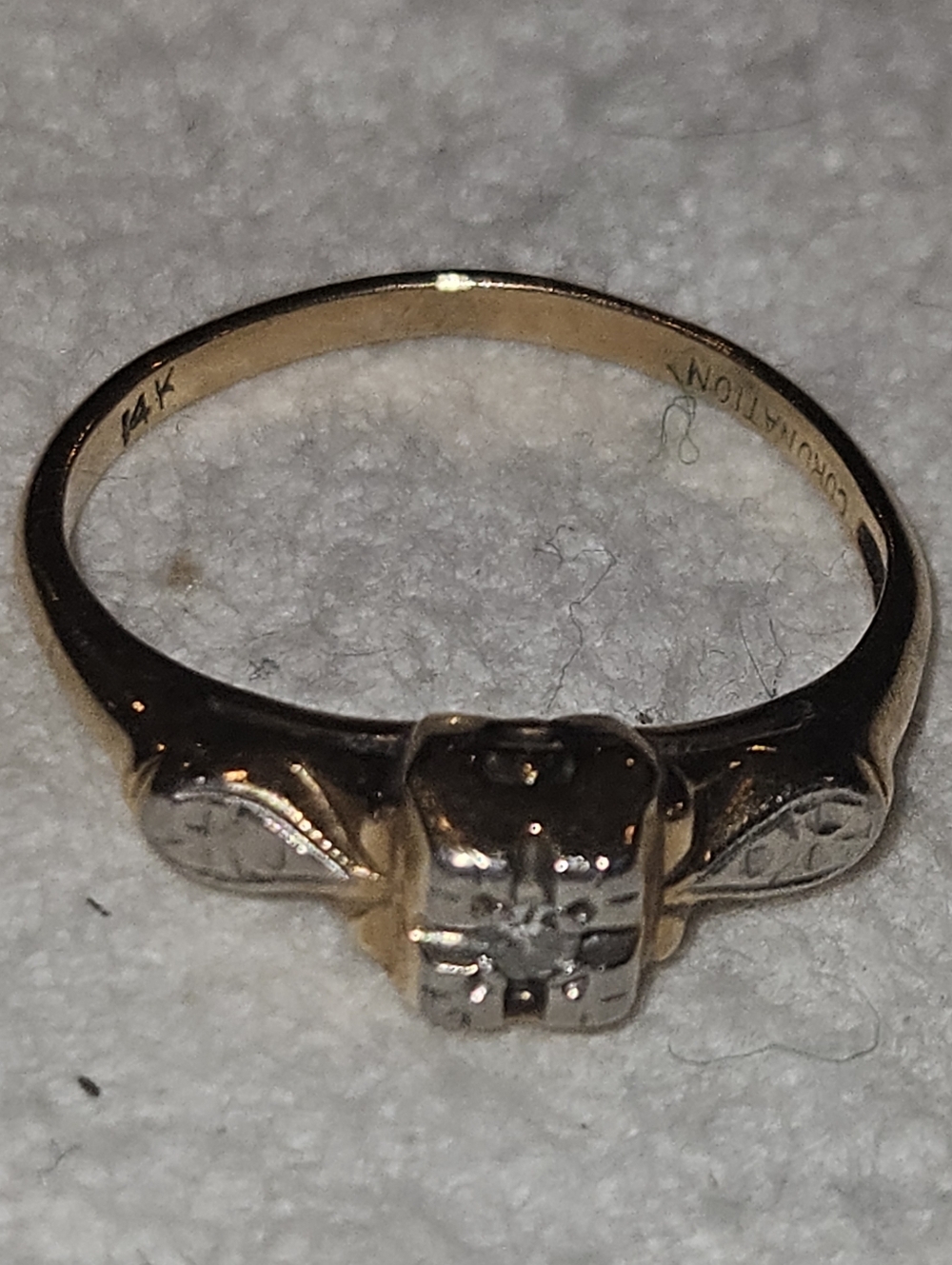 VINTAGE 14K Coronation Diamond Engagement Ring